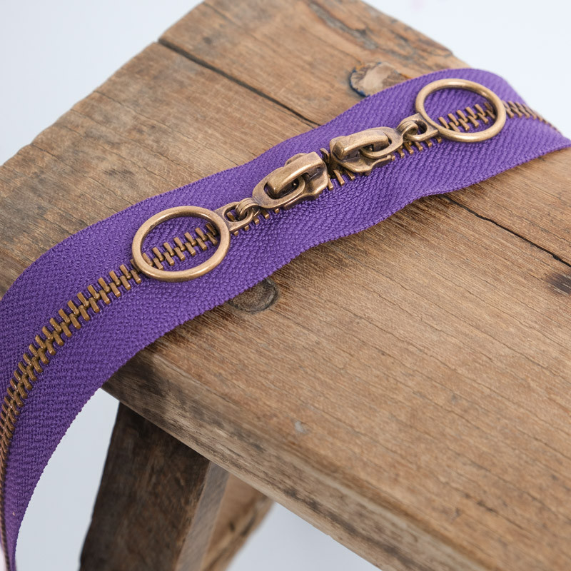 Double Slider Closure Circle 40CM Brass Plum